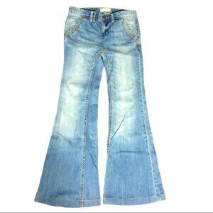 Free People Light Wash Boho Flared Jeans; 25